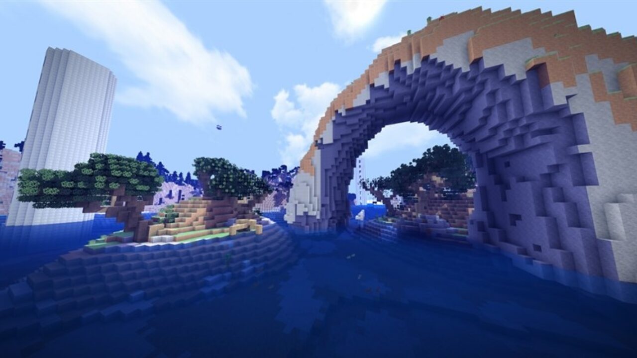 Epic generation in Crazy Craft Custom Terrain Structures MCPE Map