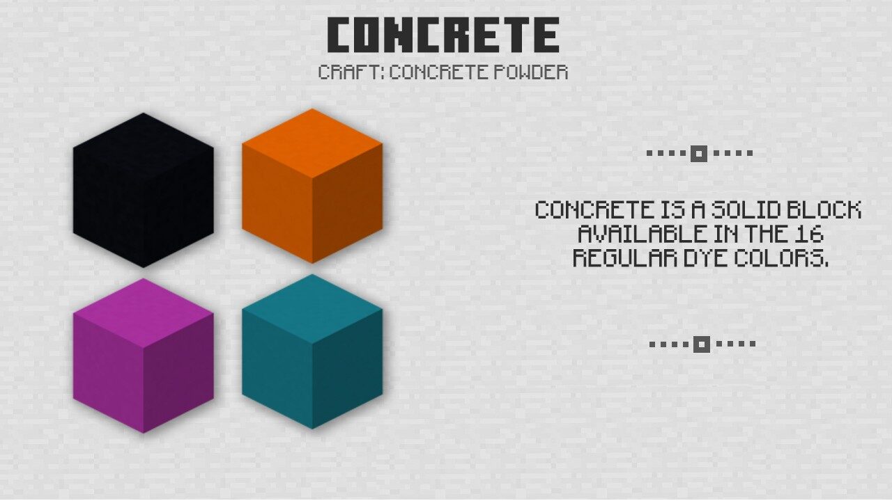 Concrete in Minecraft PE 1.1