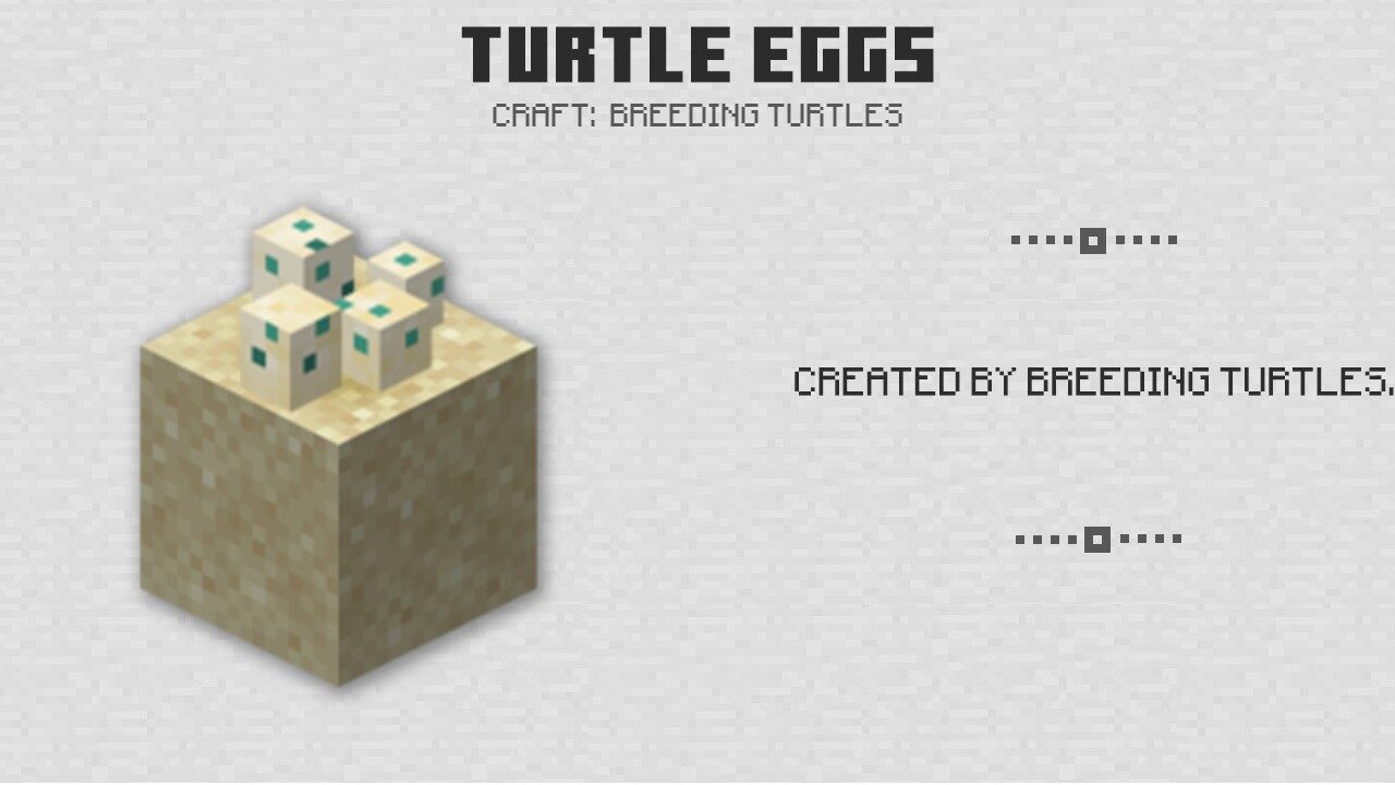 Turtle eggs in Minecraft PE 1.5