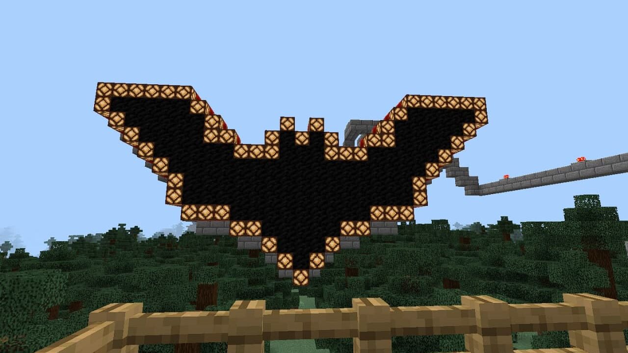 Bat-signal in Batcave map in Minecraft PE