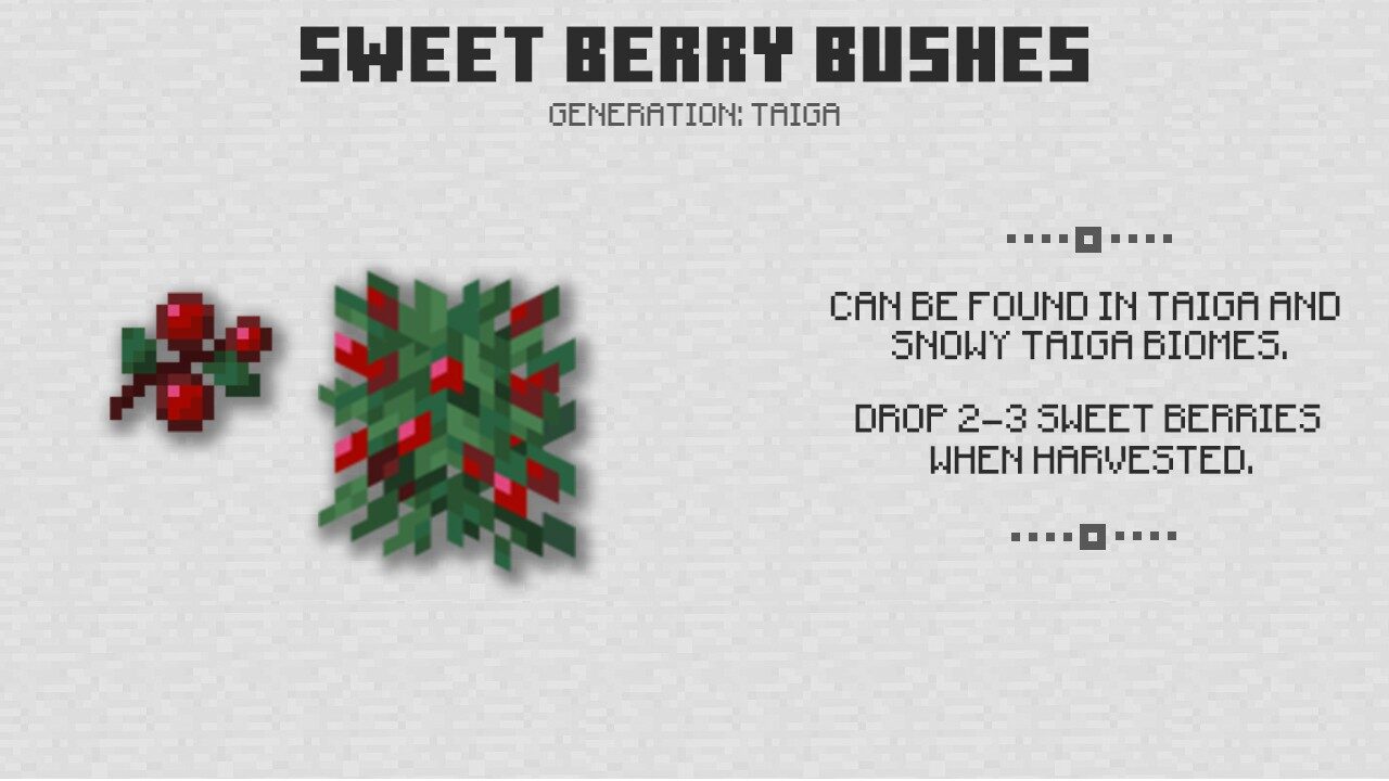 Sweet berry bushes in Minecraft PE 1.10