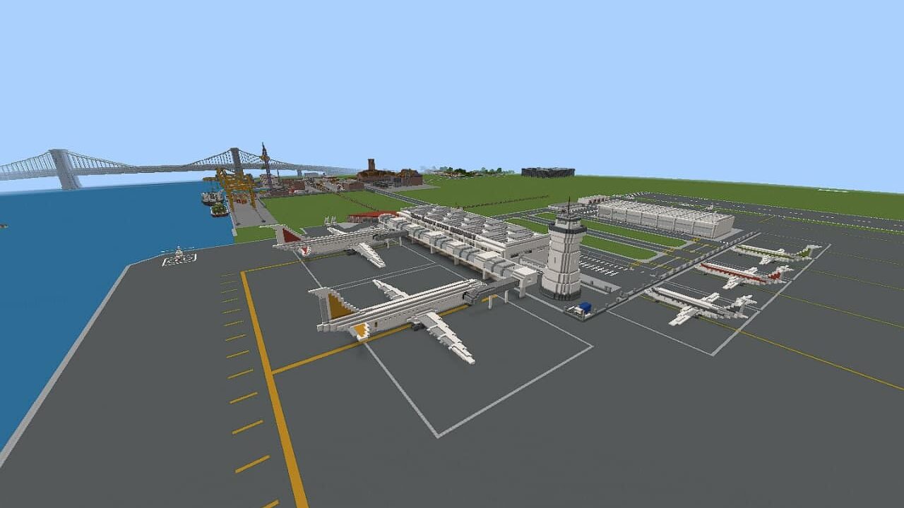 Airport in New Craft city map in Minecraft PE