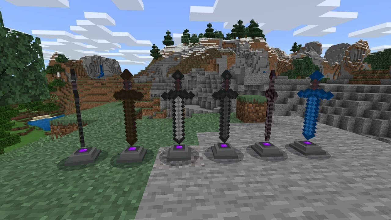 Swords Pedestals in Minecraft PE