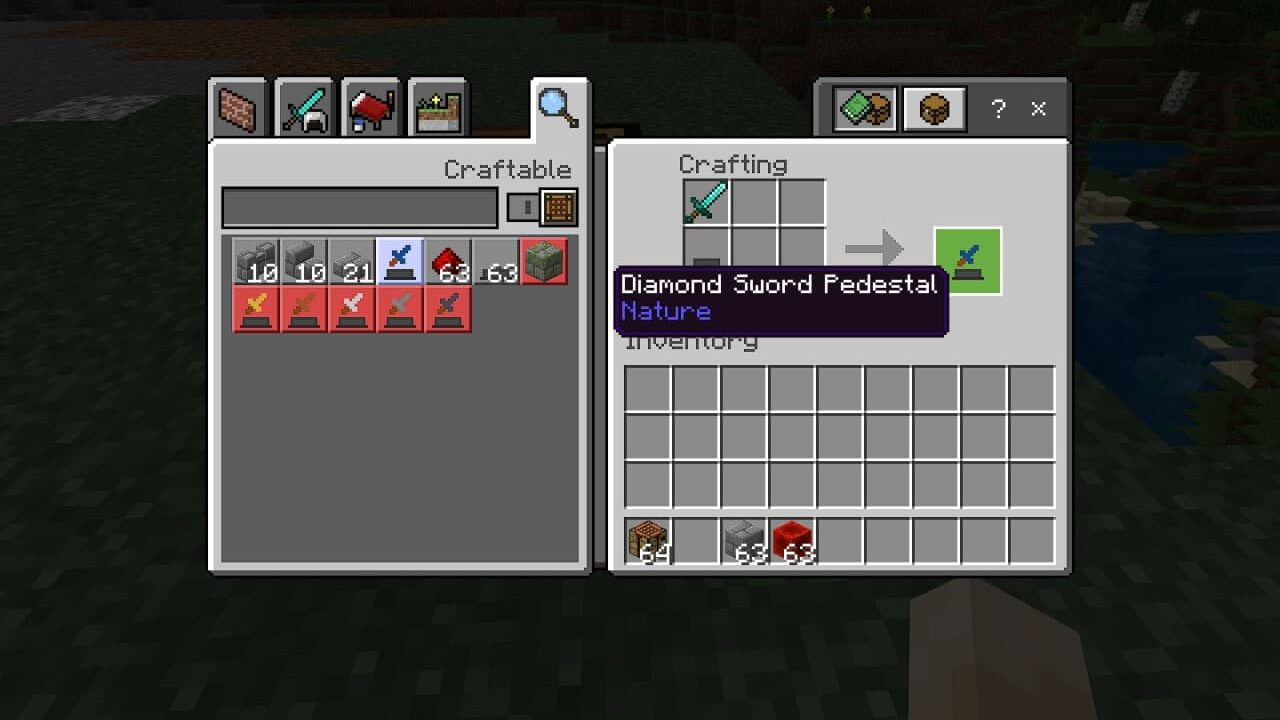 Pedestal crafting recipe in Minecraft PE