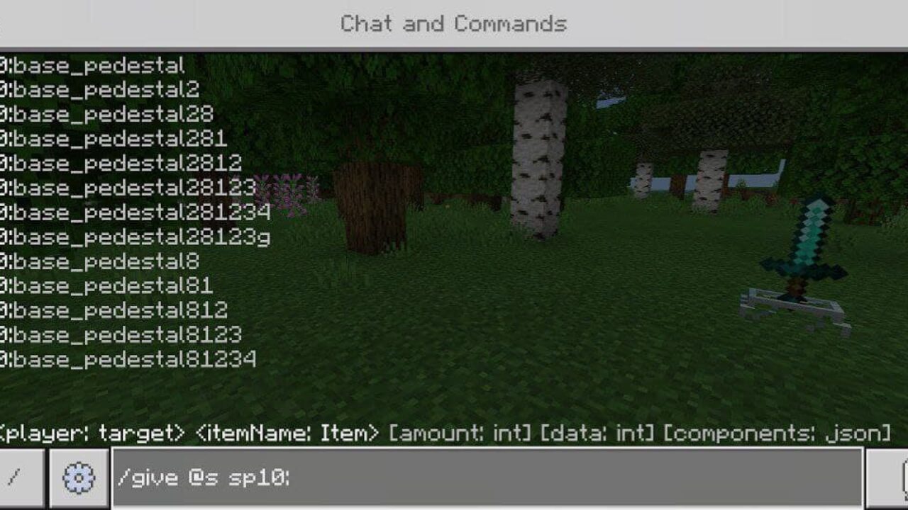 Command for receive all pedestals in Minecraft PE