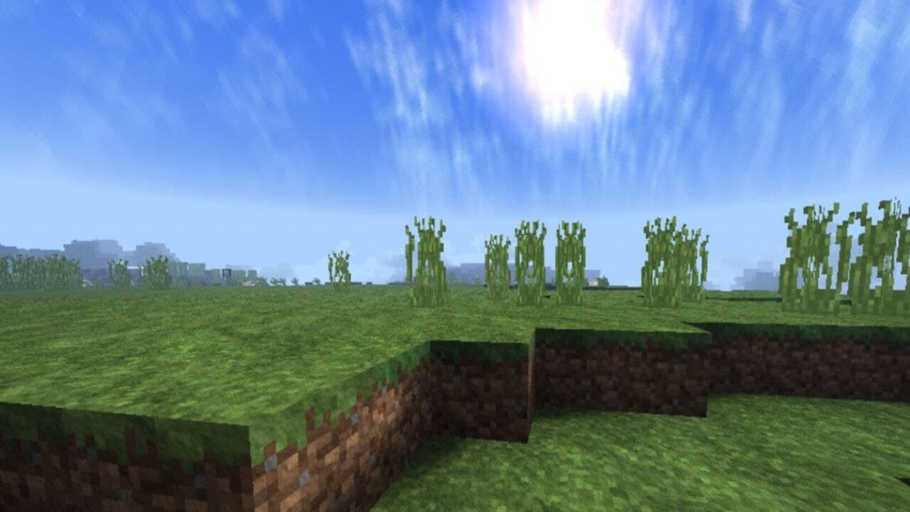 Sun and Grass from Energy Shaders for Minecraft PE