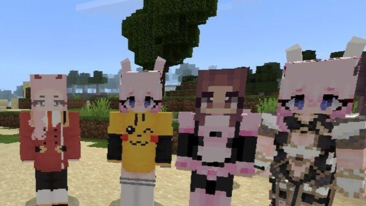 Beautiful Girls from Waifus Mod for Minecraft PE