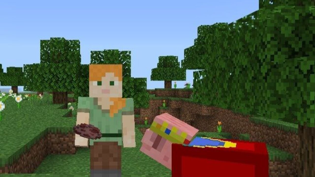 Steve and Pig from Technoblade Texture Pack for Minecraft PE