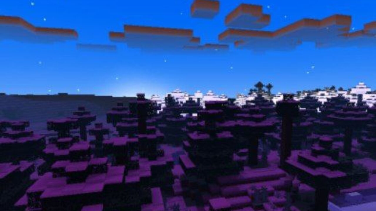 Night Forest from Pisces Be Shaders for Minecraft PE