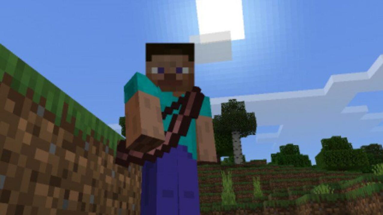 Steve and New Bow from Bow Texture Pack for Minecraft PE