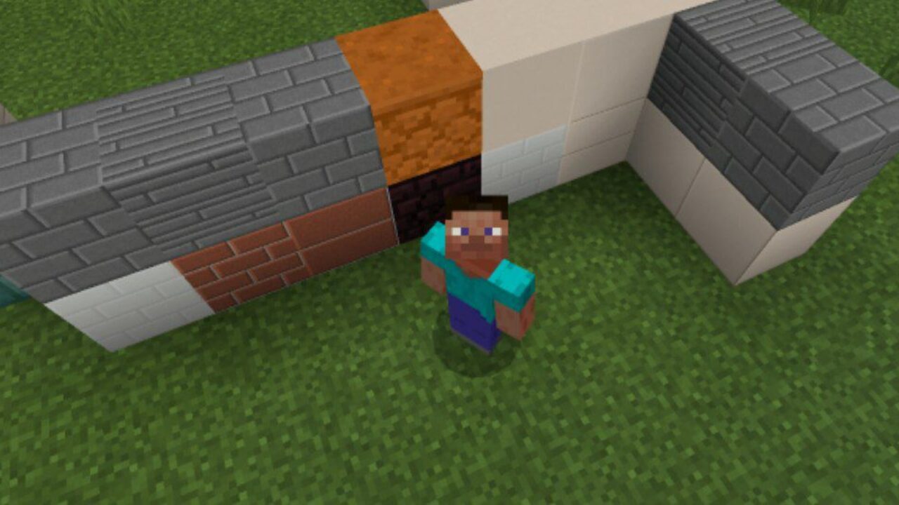 Steve and New Bricks from Brick Texture Pack for Minecraft PE