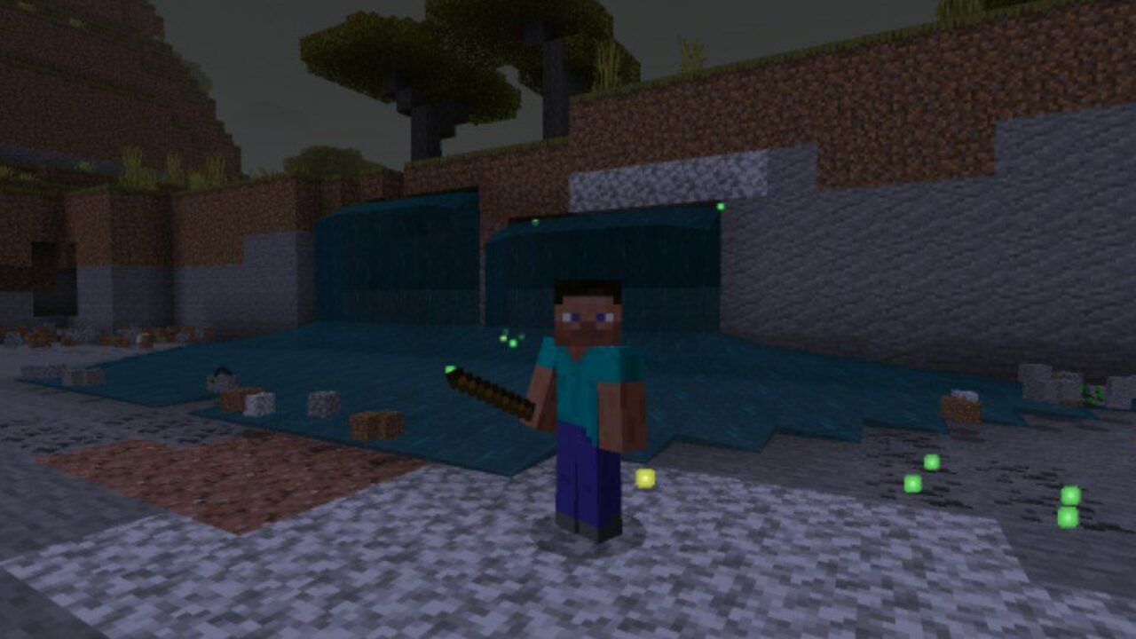 Steve and Tornado Stick from Tornado Mod for Minecraft PE