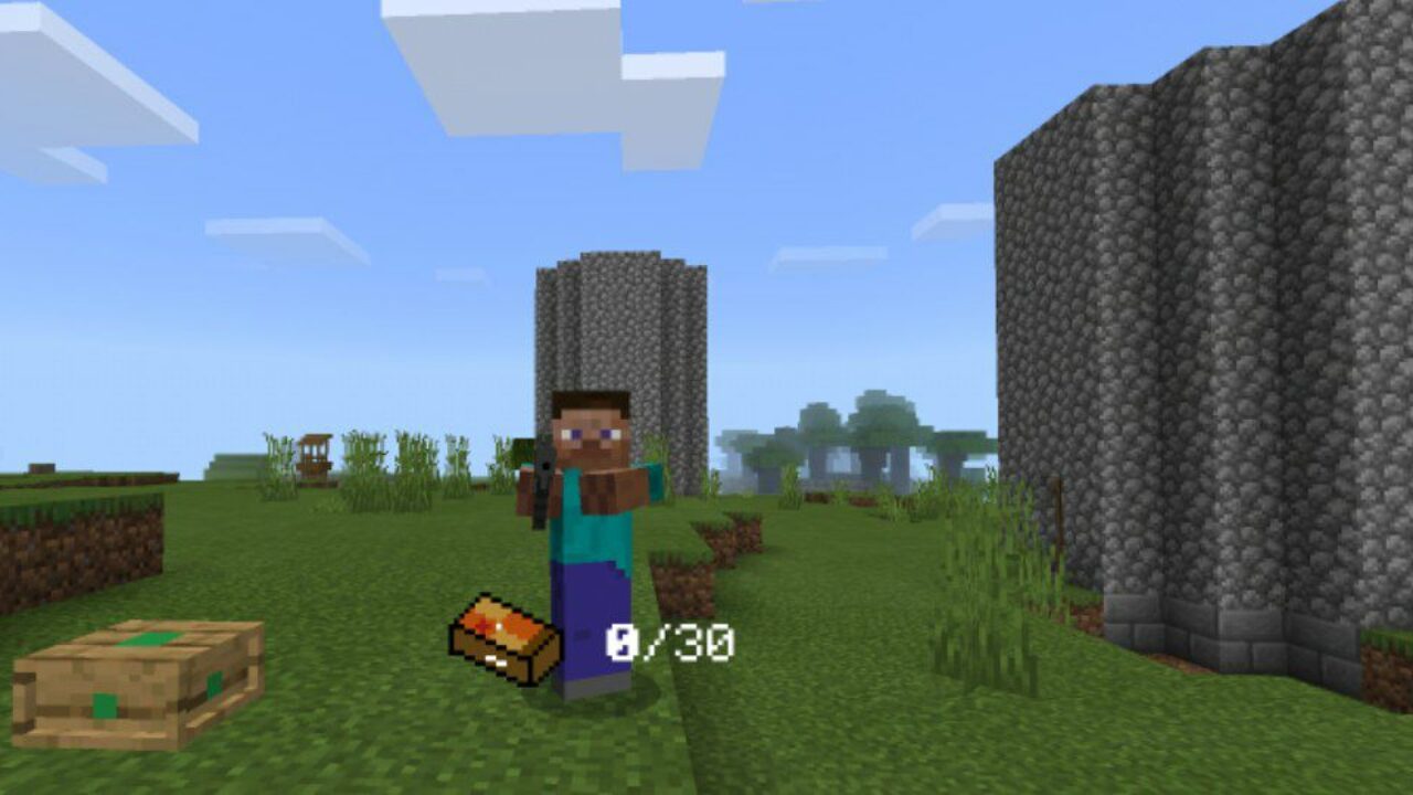 Steve with Weapon from Project Walker Mod for Minecraft PE