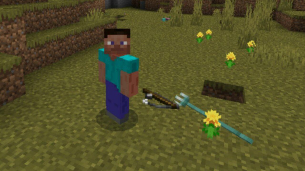 Steve and Objects from Item Physics Mod for Minecraft PE