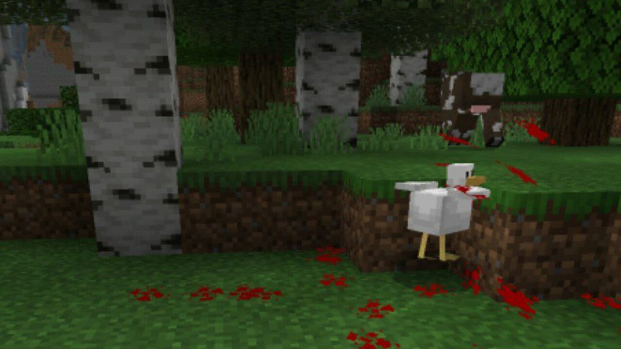 Chicken and Bloody Trail from Blood Mod for Minecraft PE