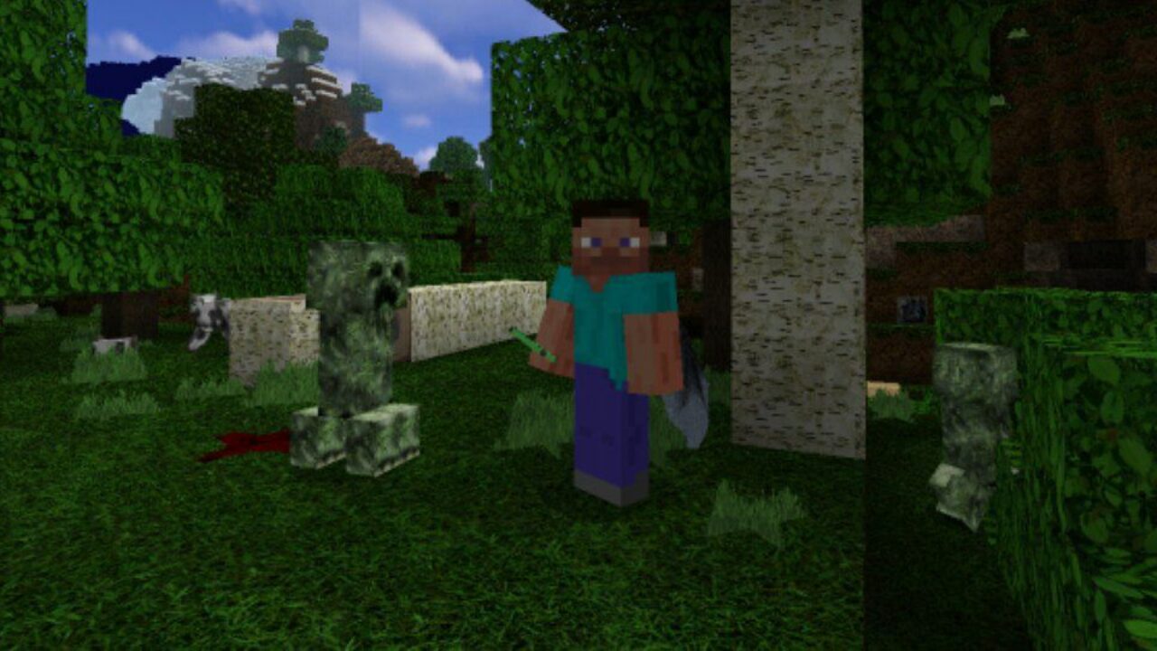 Steve and Creeper from Medieval Texture Pack for Minecraft PE