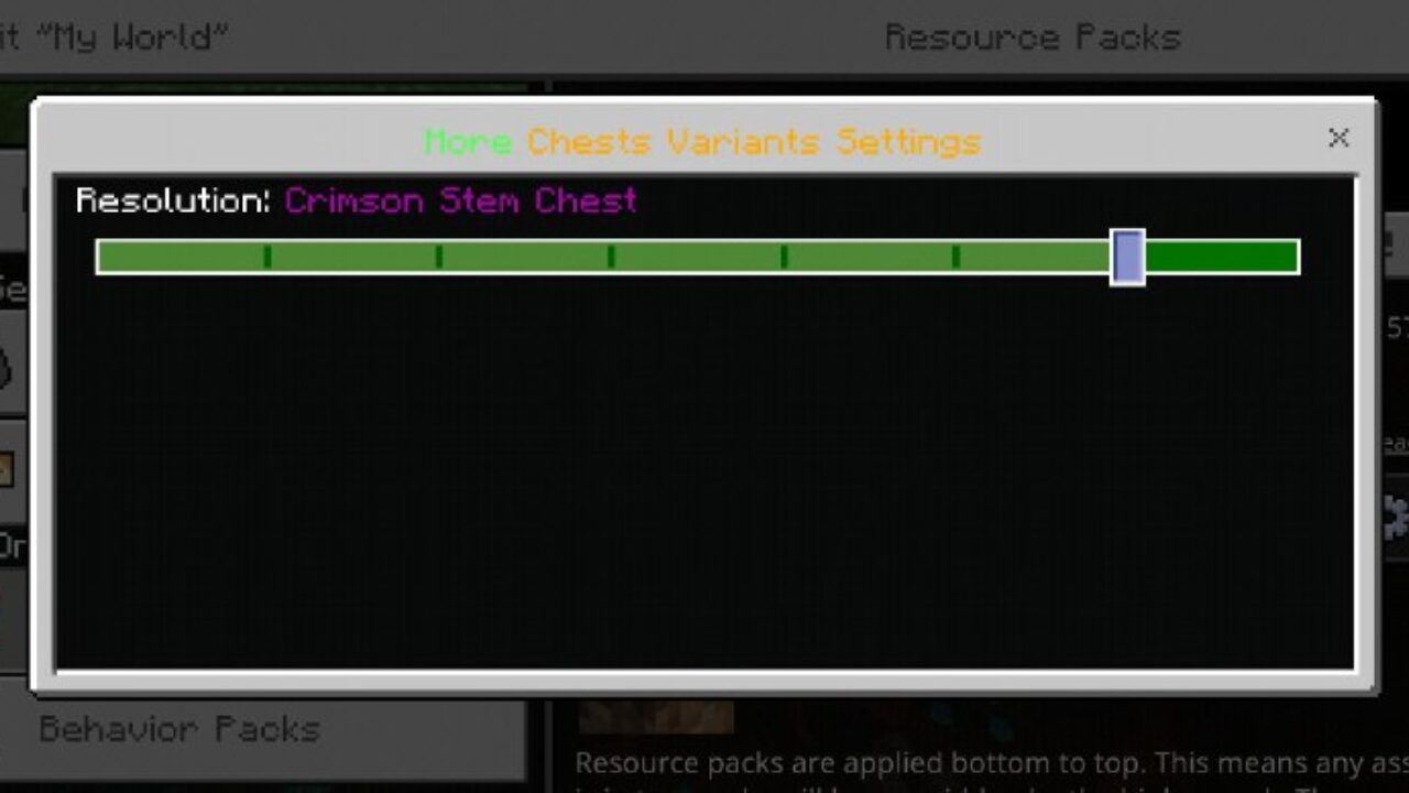 Settings from Chest Texture Pack for Minecraft PE