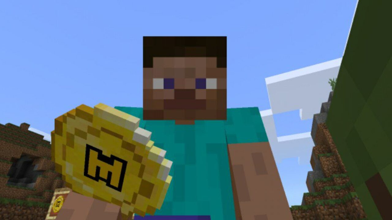 Steve and Coin from Gold Coin Texture Pack for Minecraft PE