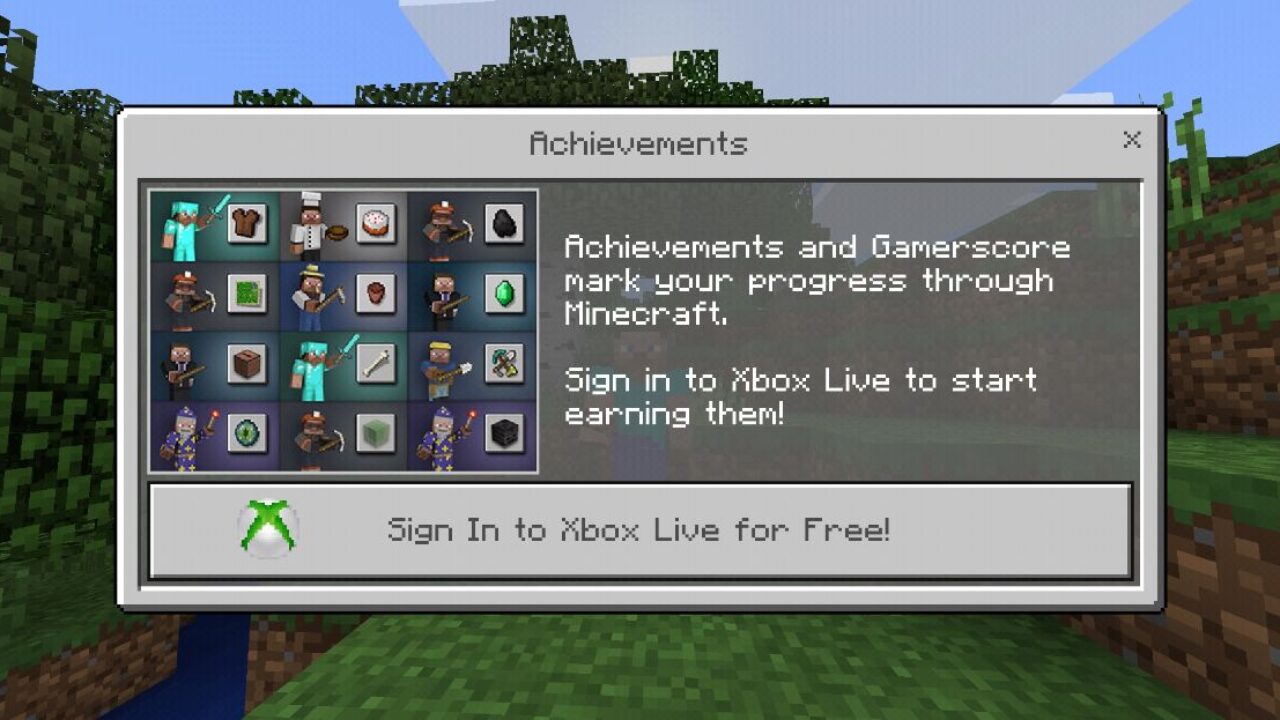 Achievements Menu from Gui Texture Pack for Minecraft PE