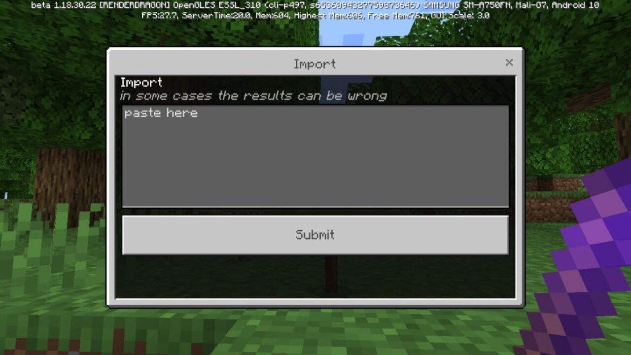 Import Menu from Signs Mod for Minecraft PE