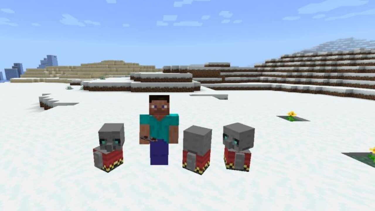 Steve and Golems from Tuff Golem Mod for Minecraft PE