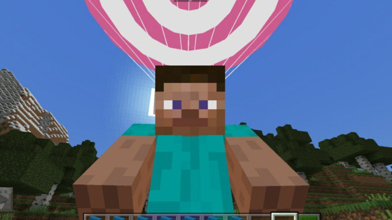 With Parachute from Airship Mod for Minecraft PE