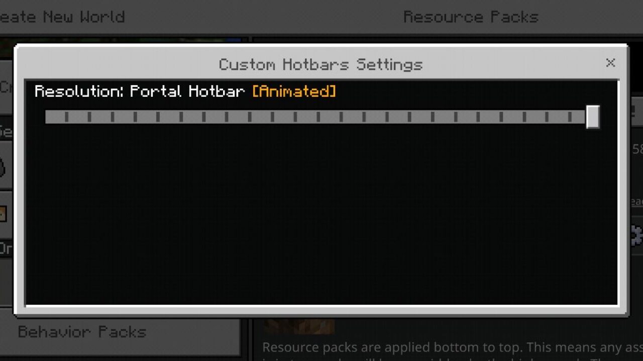 Settings from Hotbar Texture Pack for Minecraft PE