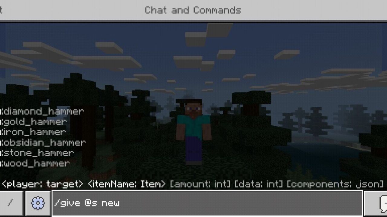 Commands from Hammer Mod for Minecraft PE