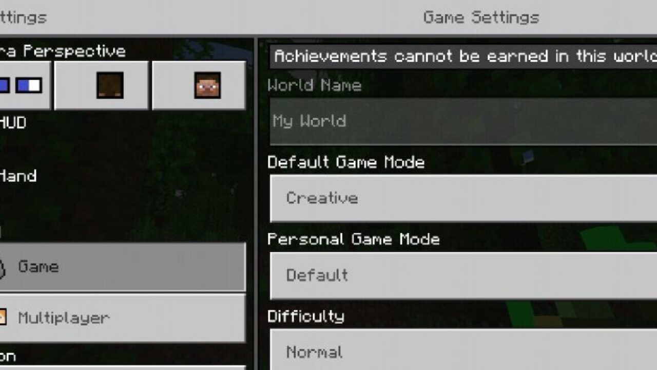 Menu from FPS Mod for Minecraft PE