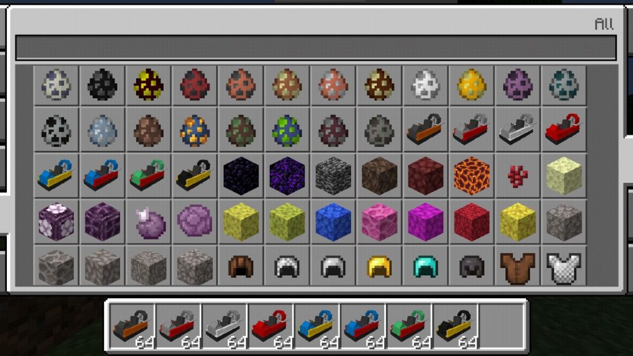 Inventory from Hoverboat Mod for Minecraft PE