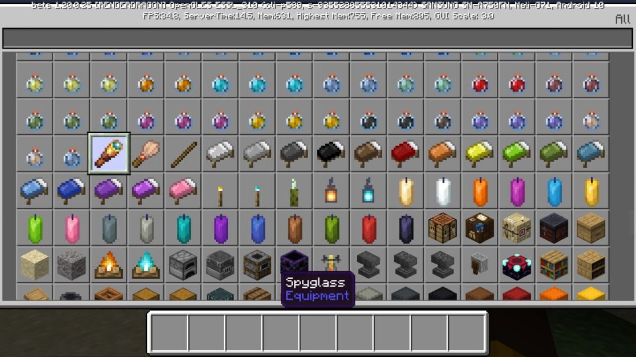 Inventory from Spyglass Texture Pack for Minecraft PE