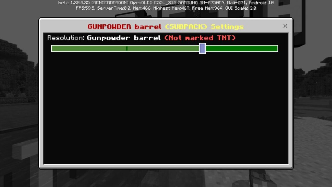 Settings from Gunpowder Mod for Minecraft PE