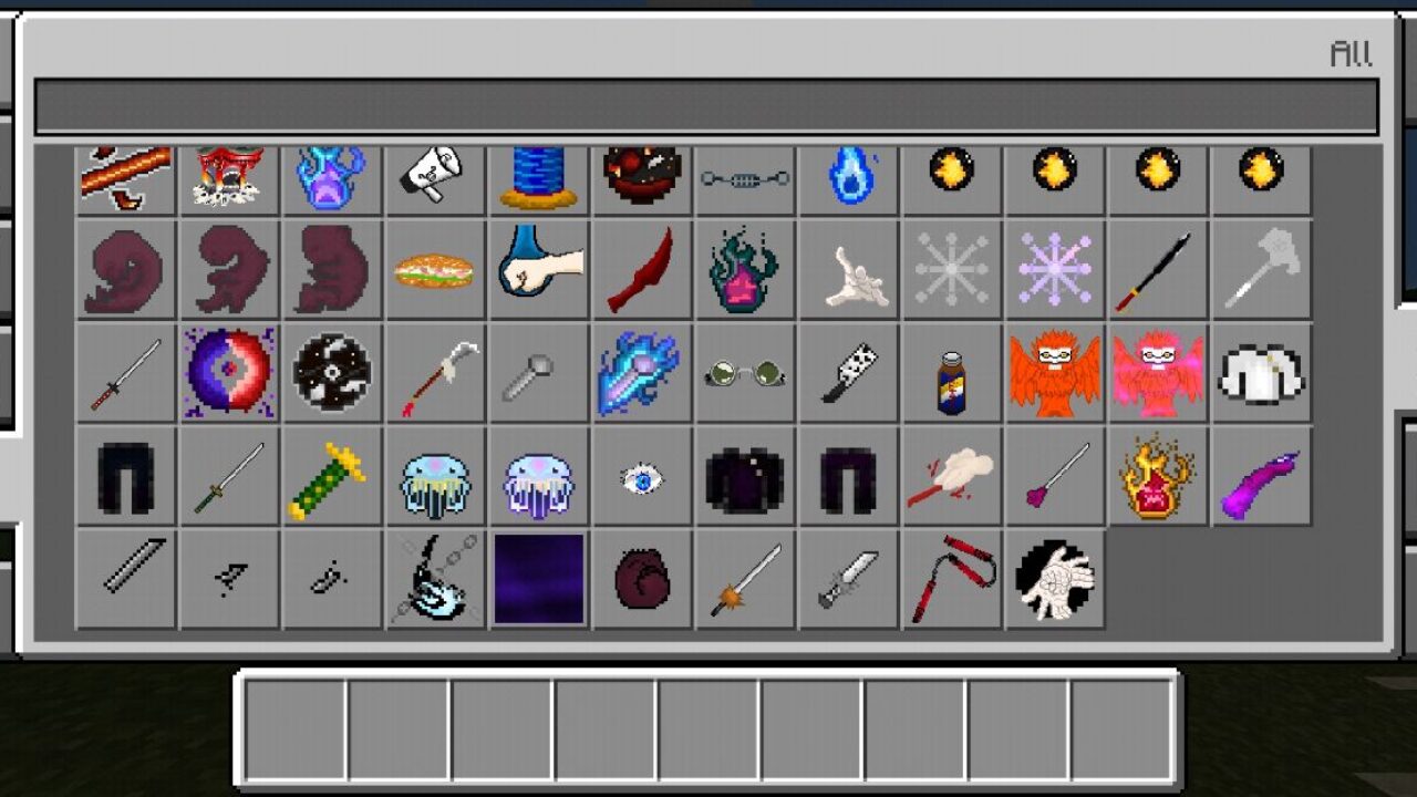 Inventory from Jujutsu Kaisen Mod for Minecraft PE