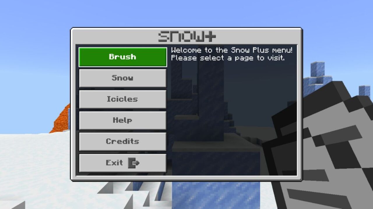 Menu from Snow Mod for Minecraft PE