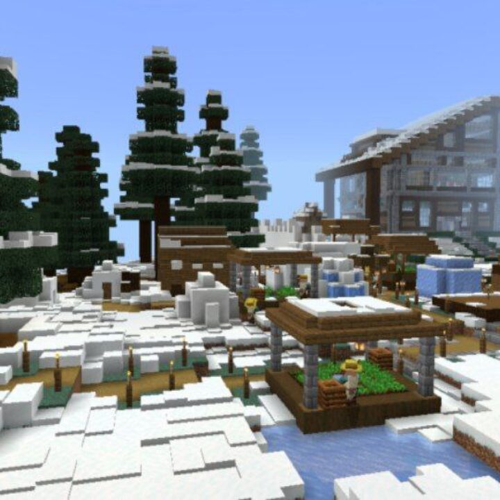 Snowy Village Map for Minecraft PE