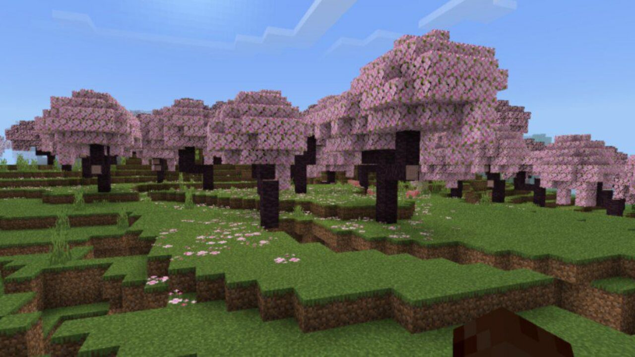 Cherry Biome from Lynx Deferred PBR Texture Pack for Minecraft PE