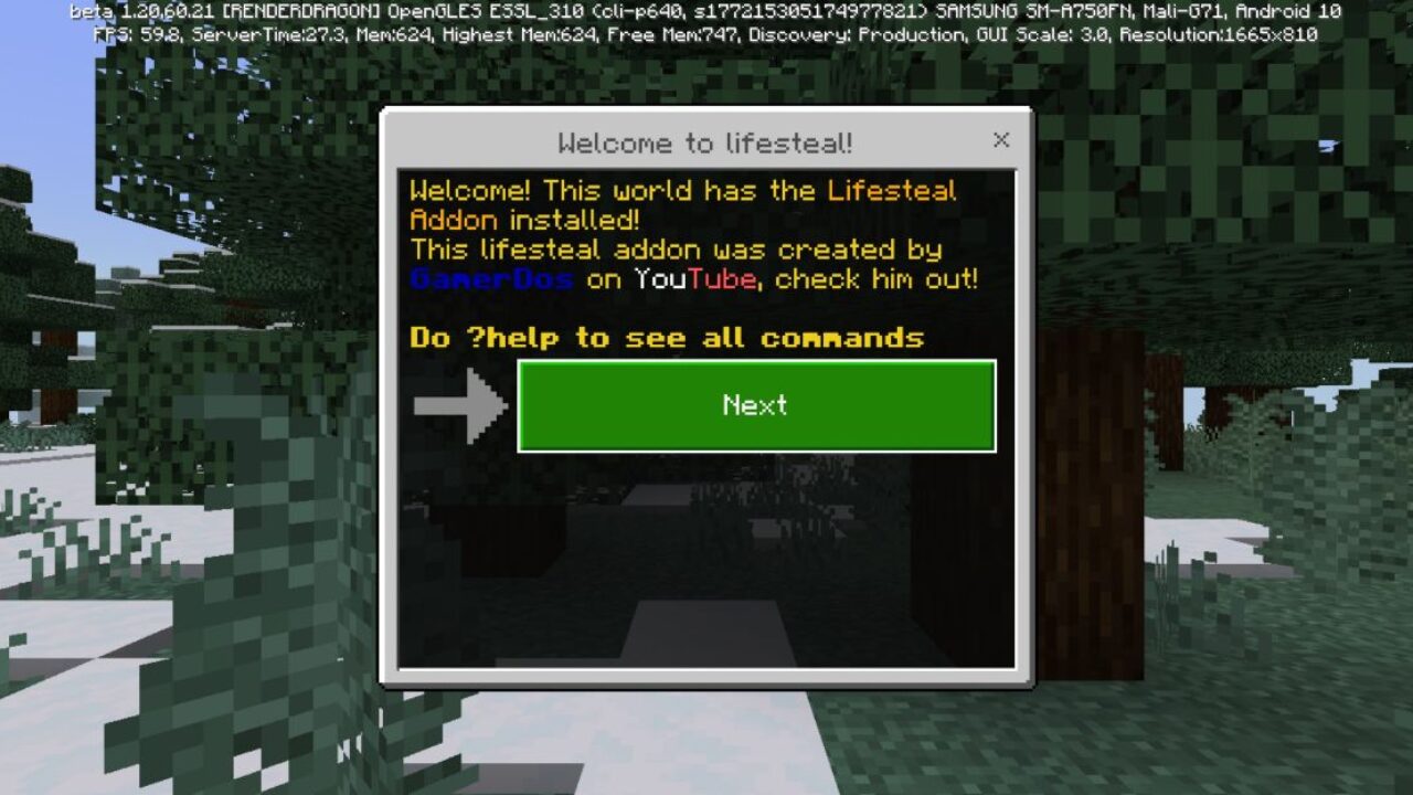 Start from Lifesteal Mod for Minecraft PE