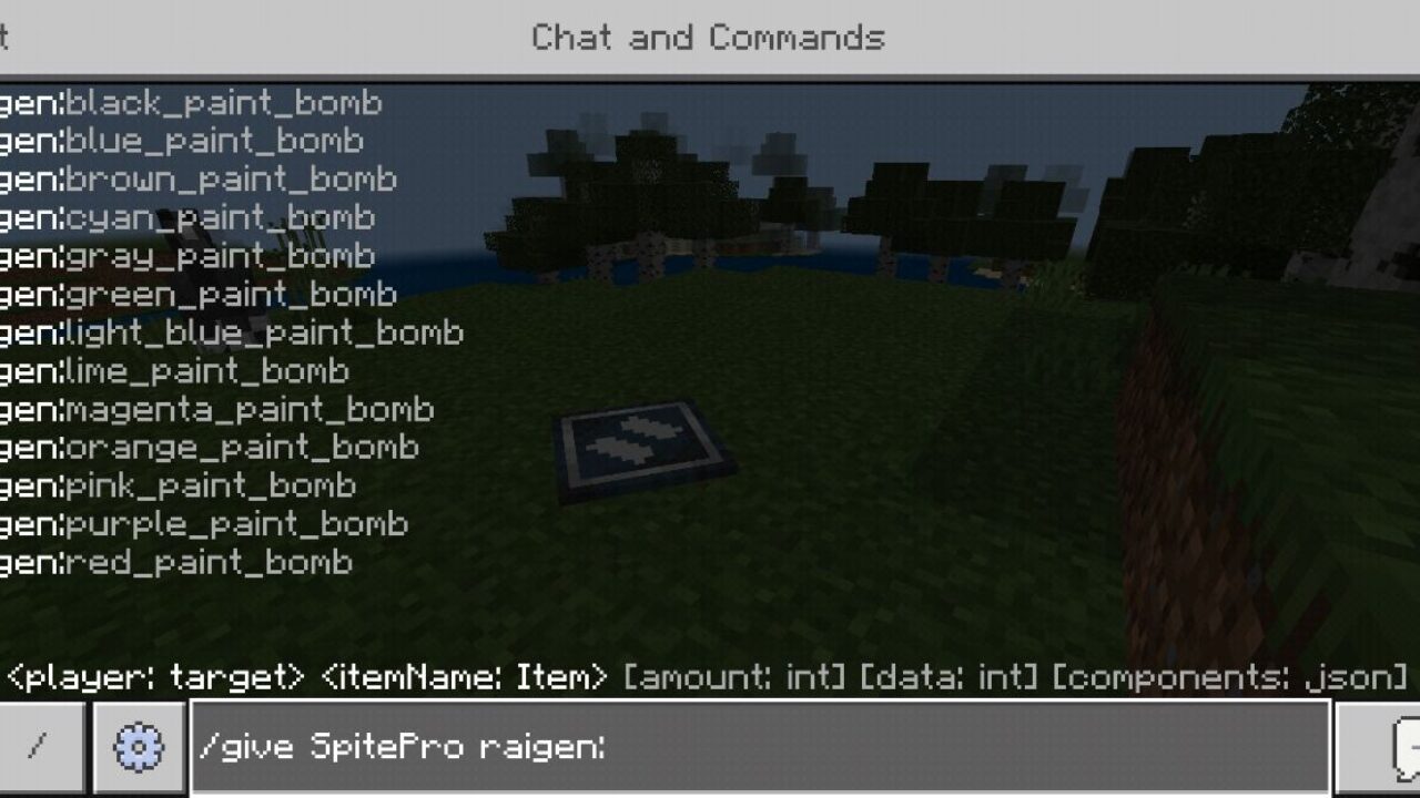 Commands from Drawing Items Mod for Minecraft PE