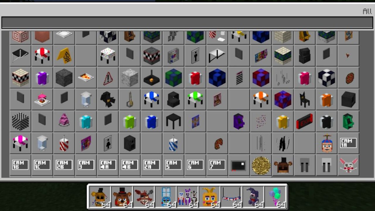 Inventory from FNAF 2 Mod for Minecraft PE