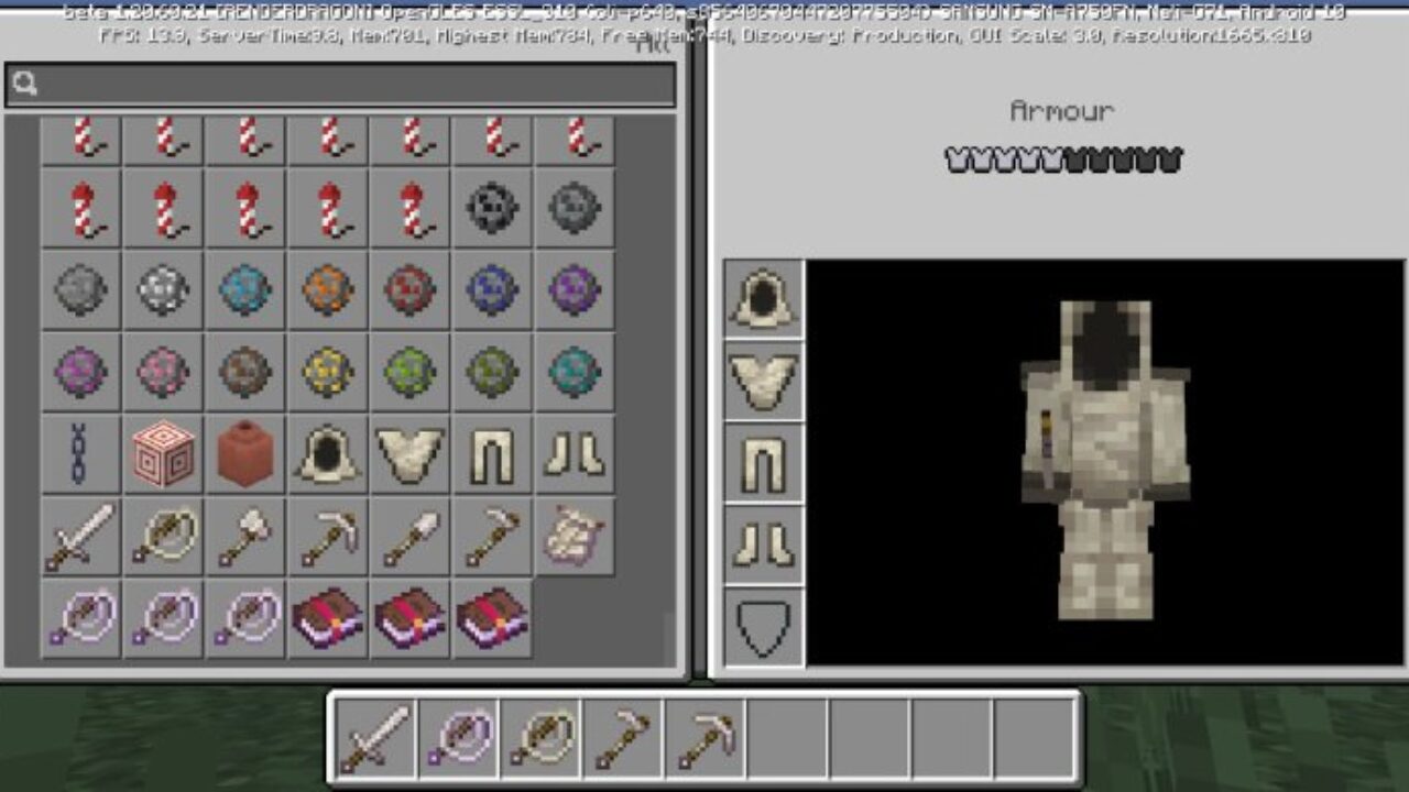 Inventory from Phantom Equipment Mod for Minecraft PE