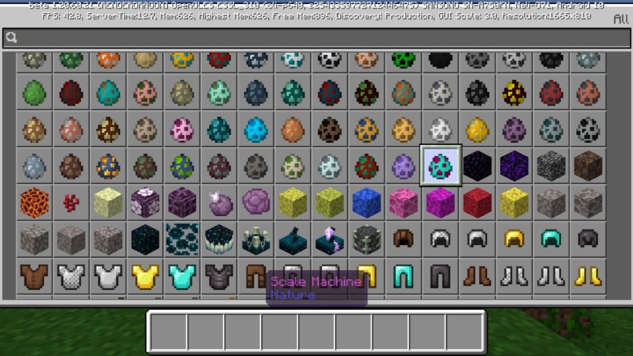 Inventory from Player Magnifier Mod for Minecraft PE