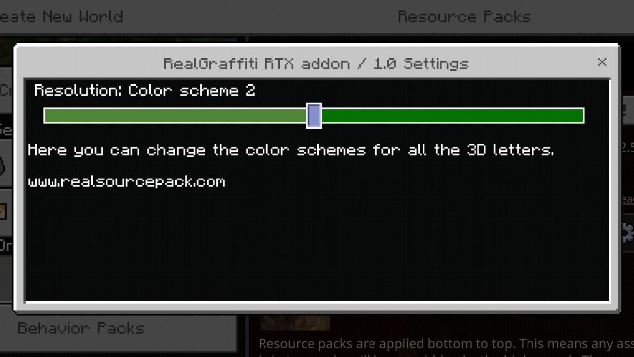 Settings from Real Graffiti Mod for Minecraft PE