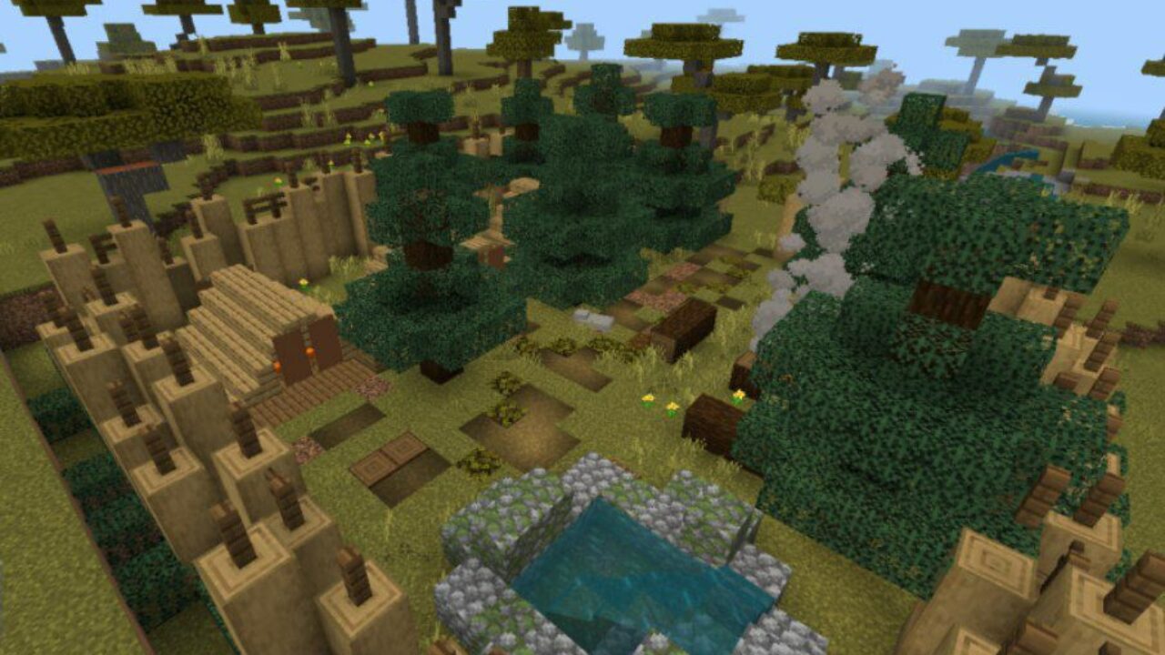 Village from Quick House Construction Mod for Minecraft PE