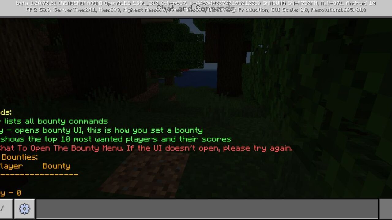 Commands from Bounty System Mod for Minecraft PE