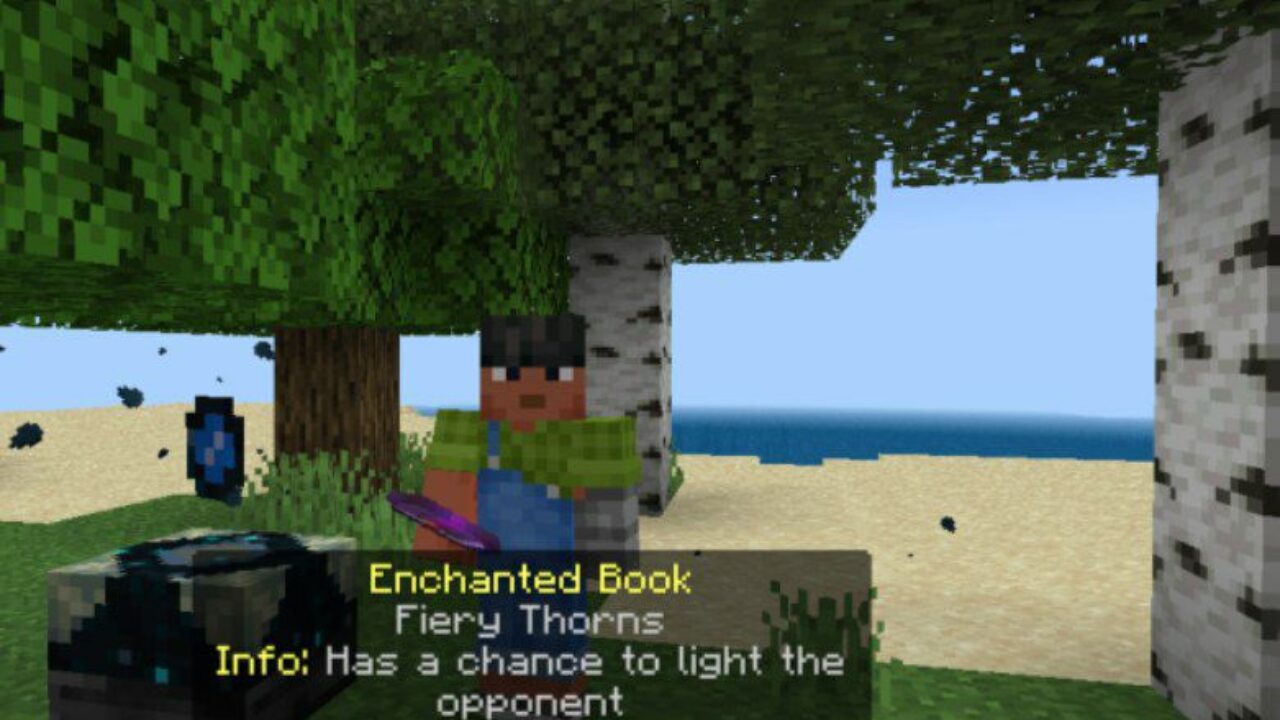 Fiery Thorns from Hogs Enchants Mod for Minecraft PE