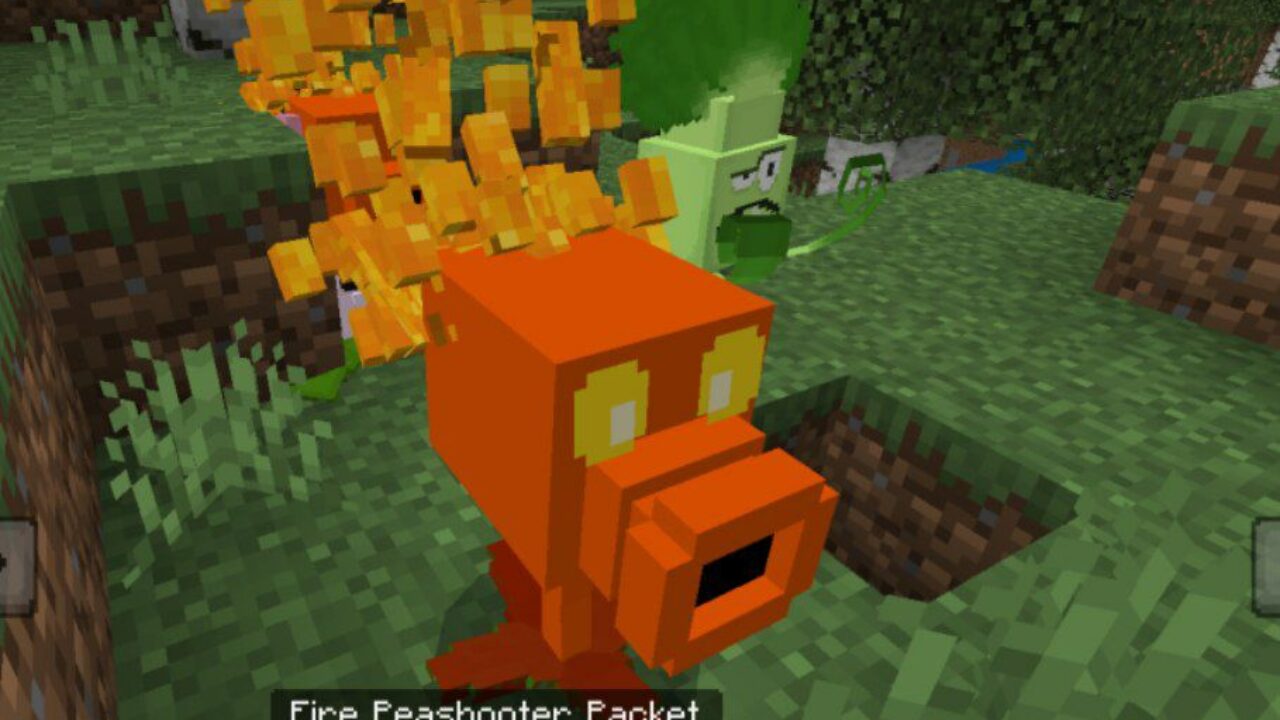 Fire Peasshooter from Plants vs Zombies 2 Mod for Minecraft PE