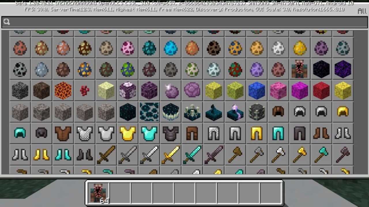 Inventory from Blood Steve Mod for Minecraft PE