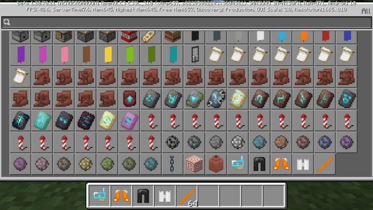 Inventory from Flippers Mod for Minecraft PE