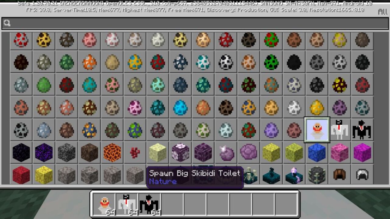 Inventory from Skibidi Toilet 2 Mod for Minecraft PE