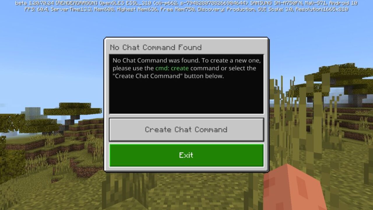 No Command from Chat Command Creator Mod for Minecraft PE